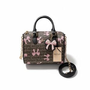 New juicy couture brown satchel with pink bows